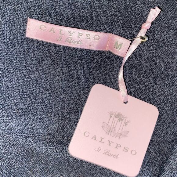 New Calypso St Barth $350 Gray Linen Snap Front Dress MED - Picture 4 of 9